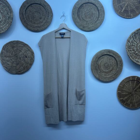 Bundle (2) Express Beige Black Long Short Sleeve Knit Cardigan Sweater Small - Picture 3 of 13